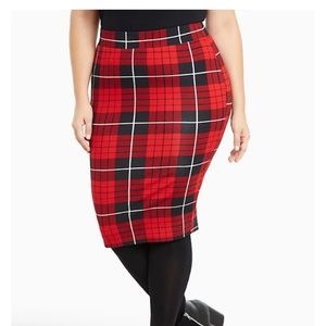 PLAID PONTE PENCIL SKIRT